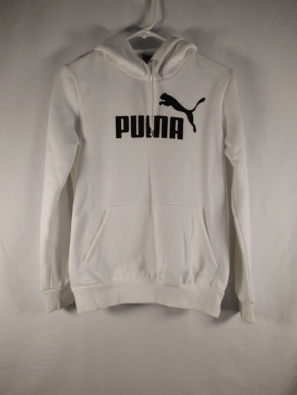 Puma White Hoodie with Black Logo Women's XS